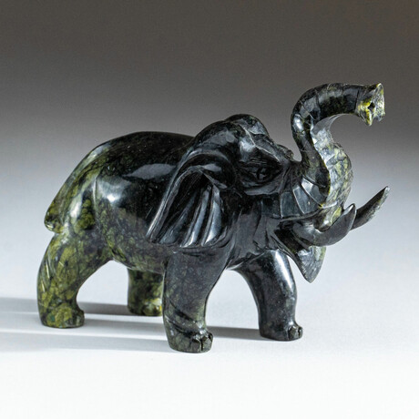 Genuine Polished Hand Carved Nephrite Jade Elephant // Ver. 1