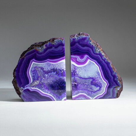 Genuine Purple Banded Agate Bookends