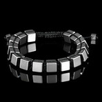 Silver Plated Hematite 8mm Cube Stone Adjustable Bracelet // 8"