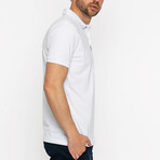 Austin Polo Shirt // White + Turquoise (M)