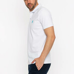 Austin Polo Shirt // White + Turquoise (S)