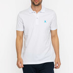 Austin Polo Shirt // White + Turquoise (S)