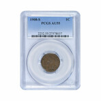 1908-S Indian Head Cent // PCGS Certified AU55 // Deluxe Collector's Pouch