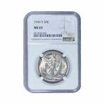1946-S Walking Liberty Half Dollar // NGC Certified // Deluxe Collector's Pouch