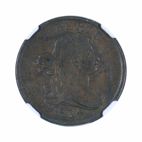 1804 Draped Bust Half Cent // NGC Certified G6 // Deluxe Collector's Pouch