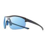 Men's Edge Polarized Semi-Rimless Shield Sunglasses // Black + Blue Water // Store Display