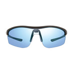 Men's Edge Polarized Semi-Rimless Shield Sunglasses // Black + Blue Water // Store Display