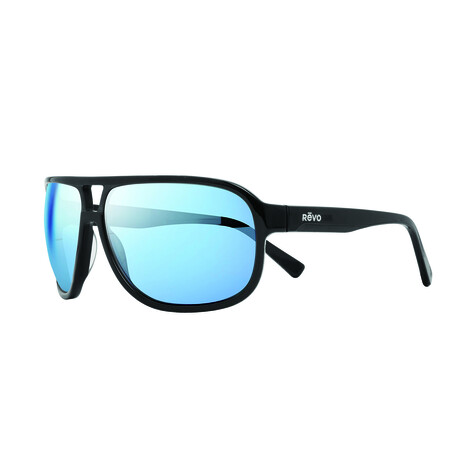 Men's Lifestyle Hank Polarized Retro Shield Sunglasses // Black + Blue Water // Store Display