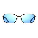 Men's Lifestyle Tate Polarized Rectangle Navigator Sunglasses // Gunmetal + Blue Water // Store Display