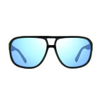 Men's Lifestyle Hank Polarized Retro Shield Sunglasses // Black + Blue Water // Store Display