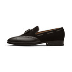 Wingtip Brogue Tassel Loafers // Black & Black Suede (US: 8)