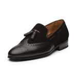 Wingtip Brogue Tassel Loafers // Black & Black Suede (US: 8)