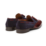 Wingtip Brogue Tassel Loafers // Burgundy & Navy Suede (US: 7.5)