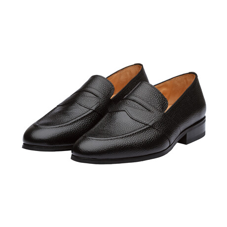 Saddle Strap Penny Loafer // Black Grain (US: 7)