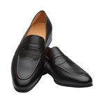 Saddle Strap Penny Loafer // Black Grain (US: 10.5)