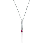 Superoro // 18K White Gold Diamond + Ruby Necklace // 17" // New