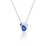 Superoro // 18K White Gold Diamond + Tanzanite + Topaz + Moonstone Necklace // 16.5" // New