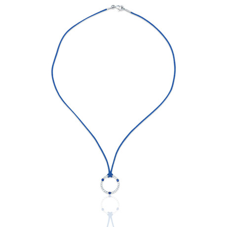 Superoro // 18K White Gold Diamond + Sapphire Necklace // 16" // New