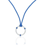 Superoro // 18K White Gold Diamond + Sapphire Necklace // 16" // New