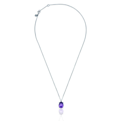 Superoro // 18K White Gold Diamond + Amethyst Necklace // 17" // New
