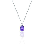 Superoro // 18K White Gold Diamond + Amethyst Necklace // 17" // New
