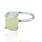 Superoro // 18K White Gold Diamond + Chalcedony Ring // Ring Size: 7 // New