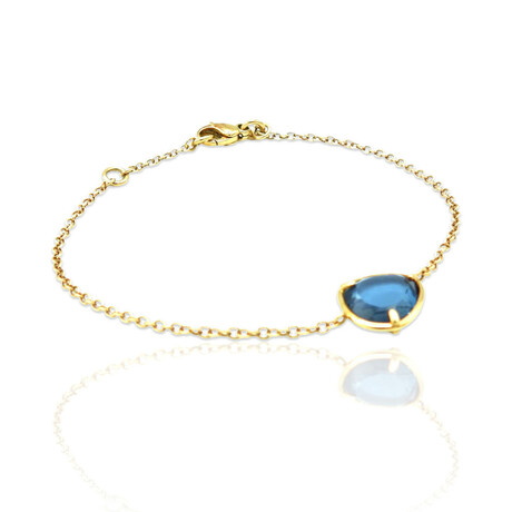 Superoro // 18K Yellow Gold Topaz Bracelet // 8" // New