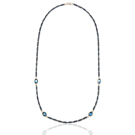 Superoro // 18K Rose Gold Topaz + Black Ceramic Necklace // 20" // New