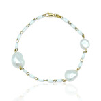 Superoro // 18K Yellow Gold Ceramic + Pearl Bracelet // 7.5" // New