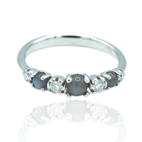Superoro // 18K White Gold Diamond + Moonstone Ring // Ring Size: 6.75 // New