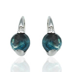 Superoro // 18K White Gold Diamond + Topaz Earrings // New