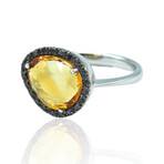18K White Gold Diamond + Citrine Ring // Ring Size: 6.75 // New