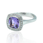 Superoro // 18K White Gold Diamond + Amethyst Ring // Ring Size: 7 // New