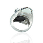 Superoro // 18K White Gold Diamond + Onyx Ring // Ring Size: 6.5 // New