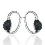 Superoro // 18K White Gold Diamond + Topaz Earrings // New