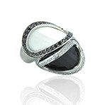 Superoro // 18K White Gold Diamond + Onyx Ring // Ring Size: 6.5 // New