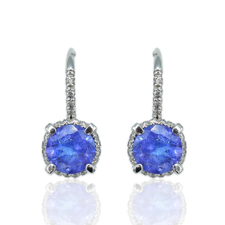 Superoro // 18K White Gold Diamond + Tanzanite Earrings // New