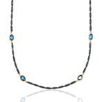 Superoro // 18K Rose Gold Topaz + Black Ceramic Necklace // 20" // New