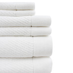 Everplush // Hokime 6 Piece Ribbed Bath Towel Set (White)