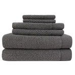 Everplush // Hokime 6 Piece Ribbed Bath Towel Set (White)