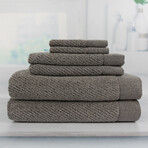 Everplush // Hokime 6 Piece Ribbed Bath Towel Set (White)