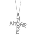 Pasquale Bruni // Amore 18k White Gold Diamond + Sapphire Necklace // 14.5"-20" // Store Display