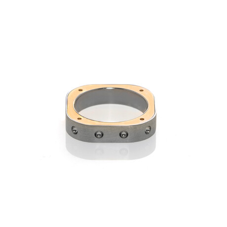 Roberto Coin // Pois Moi 18k Rose Gold + Stainless Steel Ring // Ring Size: 9.75 // Store Display