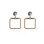 Roberto Coin // Classica Parisienne 18K Rose Gold + 18K White Gold Diamond Earrings // Store Display