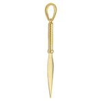 10k Yellow Gold Solid Shiny + Satin Reversible Sword Pendant // 2.375"