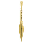 10k Yellow Gold Solid Shiny + Satin Reversible Sword Pendant // 2.375"