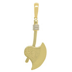 10k Yellow Gold Solid Two-Tone Axe Pendant // 2.375" // Gold + Silver