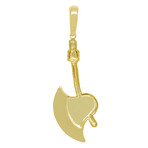 10k Yellow Gold Solid Two-Tone Axe Pendant // 2.375" // Gold + Silver