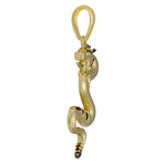 10k Yellow Gold Solid Snake Dragon Pendant I // 2.25" // Gold + Black