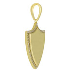 10k Yellow Gold + Cubic Zirconia Solid Shield Pendant // 1.75"